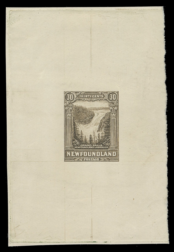 THE AFAB COLLECTION - NEWFOUNDLAND 1897-1947 ISSUES  182,Large Die Proof in dark brown, colour of issue, on white wove unwatermarked paper 56 x 82mm, approval state of the Perkins Bacon die; beautiful and very scarce, VF