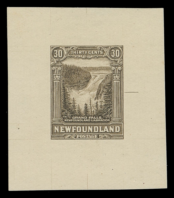 THE AFAB COLLECTION - NEWFOUNDLAND 1897-1947 ISSUES  182,Die Proof in dark brown, colour of issue, on white wove unwatermarked paper 41 x 48mm, the approved Perkins Bacon die with characteristic guideline at right, VF and scarce