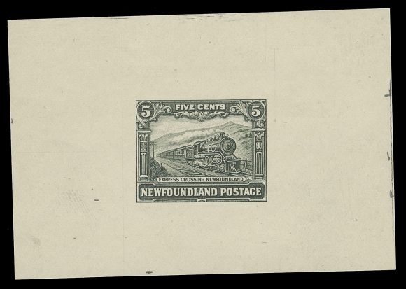 THE AFAB COLLECTION - NEWFOUNDLAND 1897-1947 ISSUES 167,Perkins Bacon Die Proof in slate green, issued colour, on white wove unwatermarked paper 71 x 48mm; the approval state without guideline, very scarce, VF