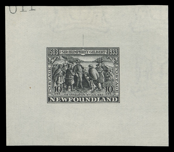 THE AFAB COLLECTION - NEWFOUNDLAND 1897-1947 ISSUES  212-225,An exceptional, complete set of fourteen Trial Colour Die Proofs, all printed in black on white wove watermarked paper; the final die with guideline on one side, partial to full reverse die numbers in top left or right corner. A choice set of coloured die proofs, very seldom offered complete, VF-XF