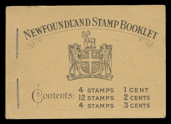THE AFAB COLLECTION - NEWFOUNDLAND 1897-1947 ISSUES  BK2a,A complete booklet in unusually choice condition, contains well centered perf 13.2 panes of 1c green, 2c rose (3) and 3c orange brown and all advertising pages, fresh with clean, unmarked covers, VF NH