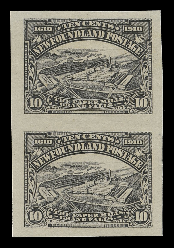 THE AFAB COLLECTION - NEWFOUNDLAND 1897-1947 ISSUES  99a/103a,Four selected imperforate pairs (8c, 9c, 10c and 15c) with bright colours, ungummed as issued, mostly with large margins; a nice group, VF-XF