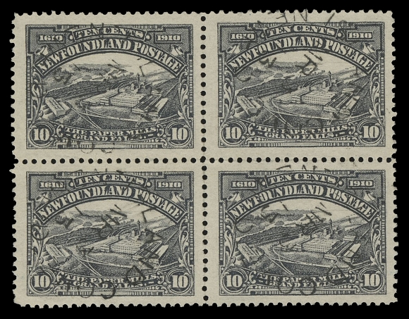 THE AFAB COLLECTION - NEWFOUNDLAND 1897-1947 ISSUES 98-103,A fabulous set of used blocks, each stamp with Island Cove split ring postmark, 15c with hinge support along perfs, well centered with deep colours, VF+