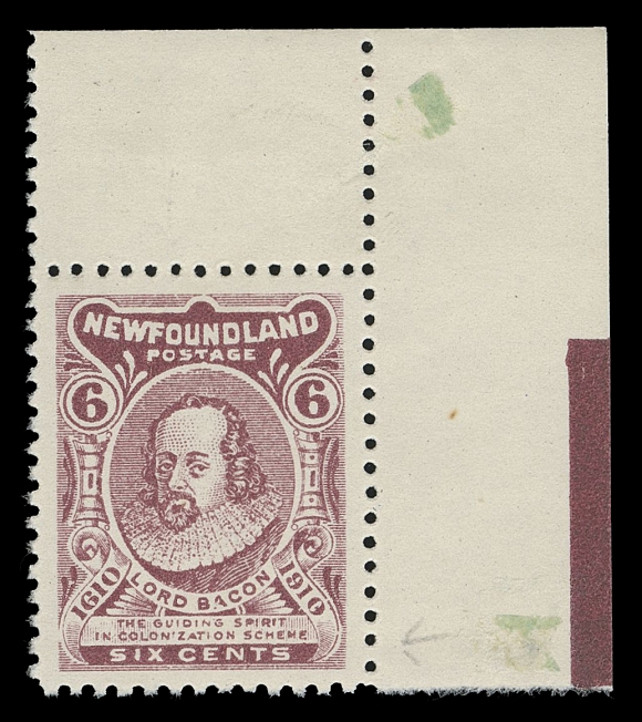 THE AFAB COLLECTION - NEWFOUNDLAND 1897-1947 ISSUES  92Ai,A corner mint single showing the "WF" joined variety (Position 10), small hinge remnants in margin only, the stamp precisely centered and XF NH