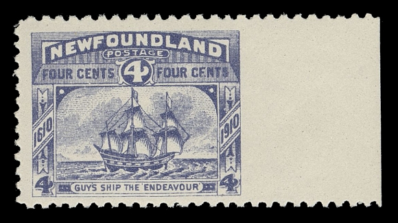 THE AFAB COLLECTION - NEWFOUNDLAND 1897-1947 ISSUES 90i, 92ii,Two bright fresh mint singles, each imperforate vertically between sheet margin and stamp, very elusive, VF LH