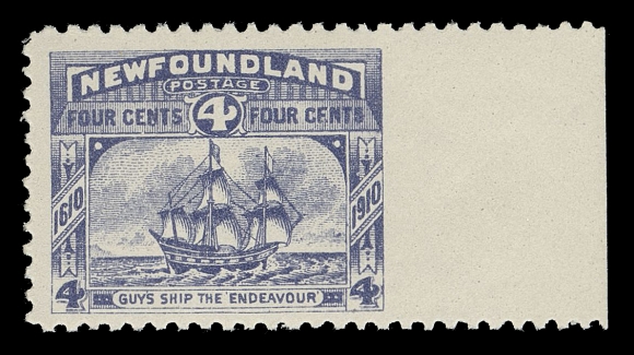 THE AFAB COLLECTION - NEWFOUNDLAND 1897-1947 ISSUES  90i, 92ii,Two bright fresh mint singles, each imperforate vertically between sheet margin and stamp, very elusive, VF LH