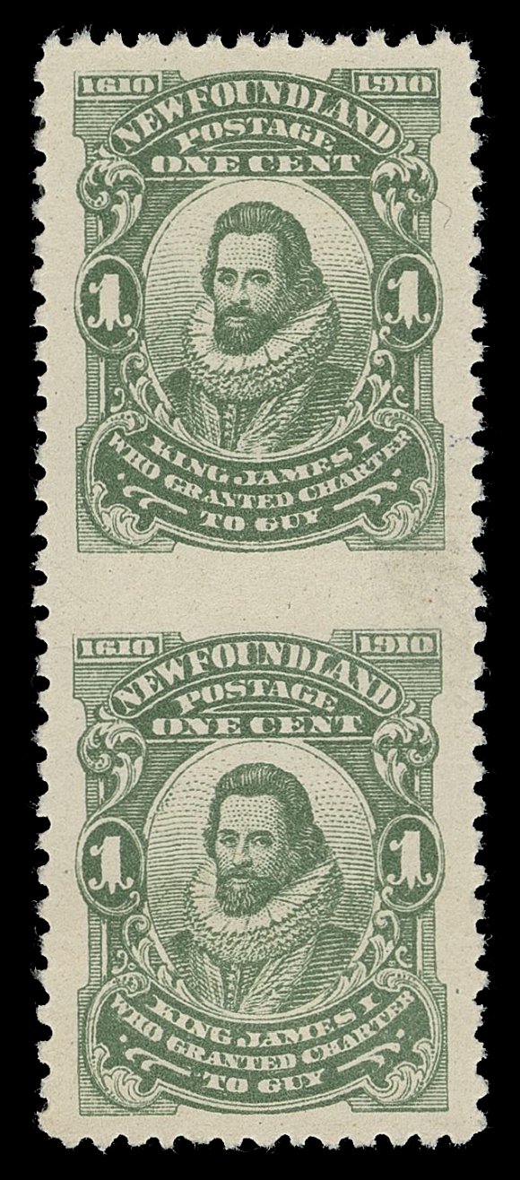 THE AFAB COLLECTION - NEWFOUNDLAND 1897-1947 ISSUES 87d,A well centered mint hinged pair imperforate horizontally between, deep colour, VF H