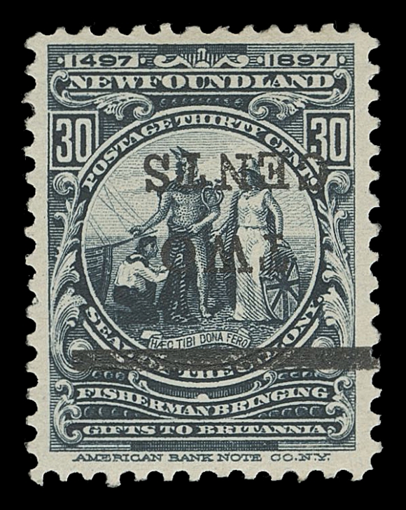 THE AFAB COLLECTION - NEWFOUNDLAND 1897-1947 ISSUES  127a,Well centered mint example with INVERTED SURCHARGE; only two panes of 25 were printed inverted in error, scarce, VF H; 2009 Greene Foundation cert.