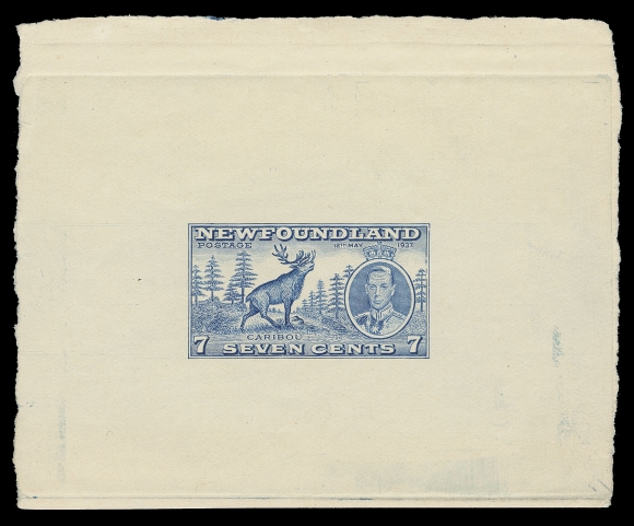 THE AFAB COLLECTION - NEWFOUNDLAND 1897-1947 ISSUES  235,Large Die Proof printed in bright ultramarine (issued colour) and die sunk on white wove unwatermarked paper 96 x 77mm, nearly full die sinkage; the approval state of the die without engraver