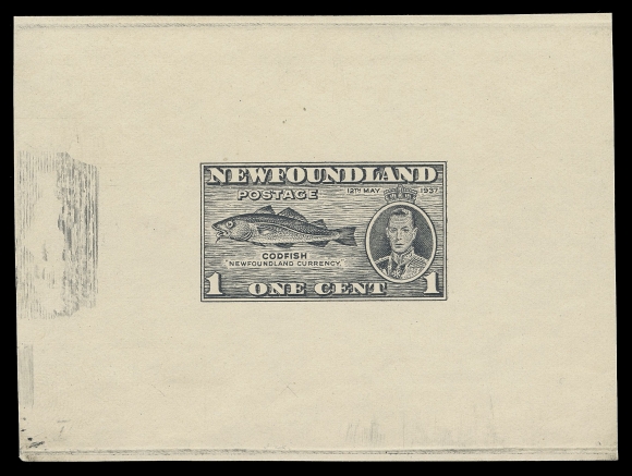 THE AFAB COLLECTION - NEWFOUNDLAND 1897-1947 ISSUES  233,Progressive Die Essay showing an UNADOPTED DESIGN for the King