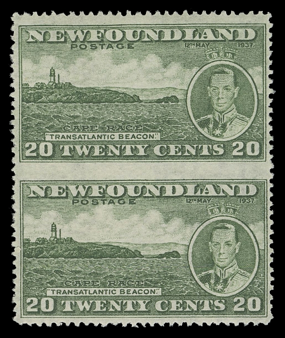 THE AFAB COLLECTION - NEWFOUNDLAND 1897-1947 ISSUES  240a,A well centered mint pair imperforate horizontally between, brilliant fresh colour and full original gum, VF LH