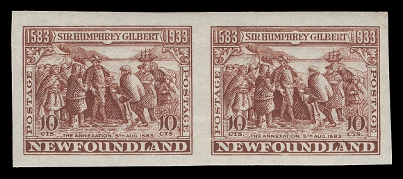 THE AFAB COLLECTION - NEWFOUNDLAND 1897-1947 ISSUES  220a,A choice mint imperforate pair with large even margins, brilliant fresh colour and showing only a faint trace of hinging, scarce and under-catalogued, XF VLH