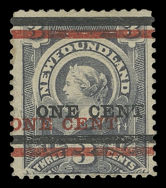 THE AFAB COLLECTION - NEWFOUNDLAND 1897-1947 ISSUES  75,Type A (SG Type 36) surcharge in black and additionally in red, unused, centered low as usual, Fine; 1938 RPS of London and 1996 Greene Foundation certificates (SG Type 36 £1,000)