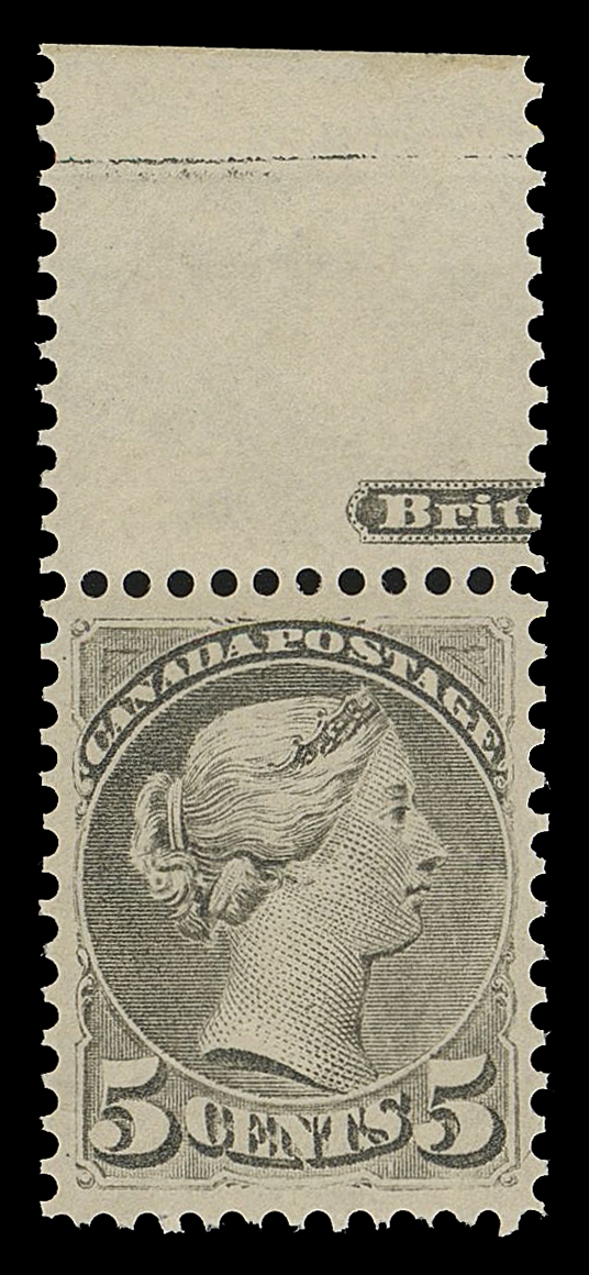 THE AFAB COLLECTION - CANADA  38,A nice mint example of this elusive shade, very well centered with portion of BABN imprint in top margin, light hinging in selvedge only, full smooth off-white original gum characteristic of a late Montreal printing, VF NH; 2022 Greene Foundation cert.