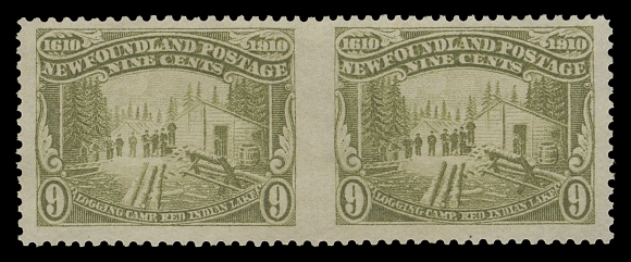 THE AFAB COLLECTION - NEWFOUNDLAND 1897-1947 ISSUES  99b, 100b, 101b, 103b,A remarkable lot of four different horizontal pairs imperforate vertically between, ungummed as issued. Rarely seen, VF; 2022 Greene Foundation cert. for eight centProvenance: The Ameer of Bahawalpur, Part 2, SG Auctions, February 1969; Lots 240, 243, 244, 246                    Sir Gawaine Baillie, Sale VII - British North America, Sotheby