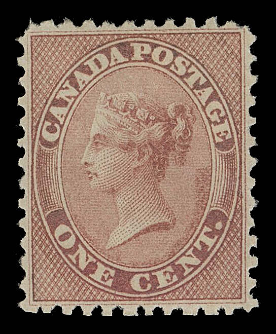 THE AFAB COLLECTION - CANADA  14b,A very well centered mint example of this early printing, with beautiful rich colour on fresh paper, full original gum, relatively lightly hinged. A choice example of a difficult stamp, VF