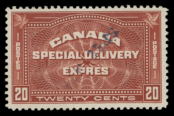 THE AFAB COLLECTION - CANADA  E4,An unused example with SPECIMEN (inverted) handstamp overprint in violet, applied by a receiving Postal Administration, unusual, VF; 1977 BPA cert.