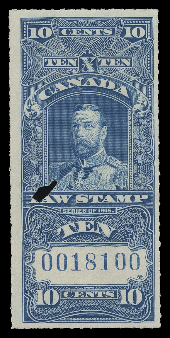 THE AFAB COLLECTION - CANADA  FSC14, 14a,With serial numbers "0001269" and "0018100" in purple and in blue respectively, both with single-punch cancel and in unusually choice condition, VF
