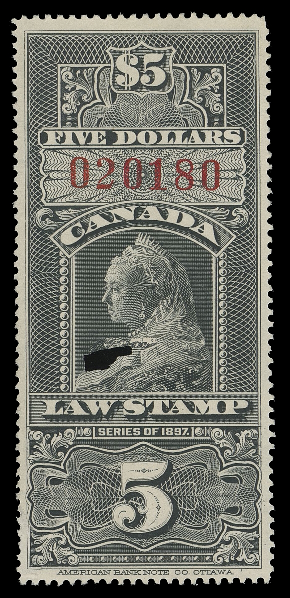 THE AFAB COLLECTION - CANADA  FSC10,A well centered example with large margins, red serial number "020180" (early as red serial numbers started at "020001"), single-punch cancelled, VF