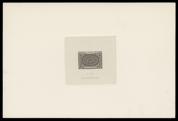 THE AFAB COLLECTION - CANADA  E1,Trial Colour Large Die Proof printed in dark brown on india paper 67 x 63mm, die sunk on full-size card measuring 225 x 151mm; the hardened die with die "F-126" number and ABNC imprint below design. A superb and very scarce die proof of Canada