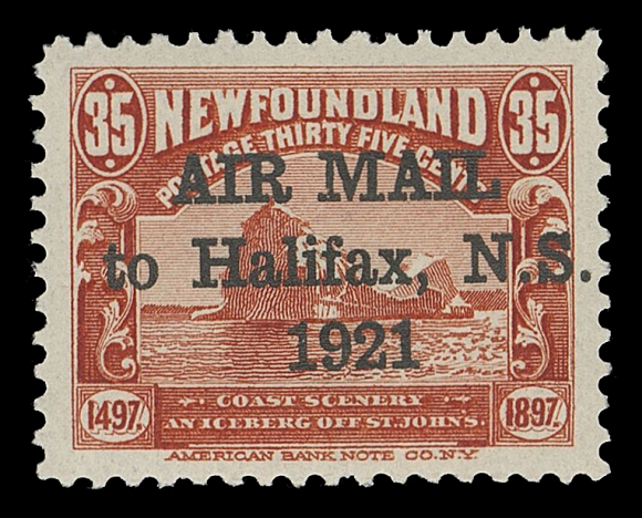 THE AFAB COLLECTION - NEWFOUNDLAND 1897-1947 ISSUES  C3f,A precisely centered, fresh mint example with narrow spacing between "AIR" and "MAIL", no period after "1921" (only be found on two positions in the sheet of twenty-five), VF+ NH