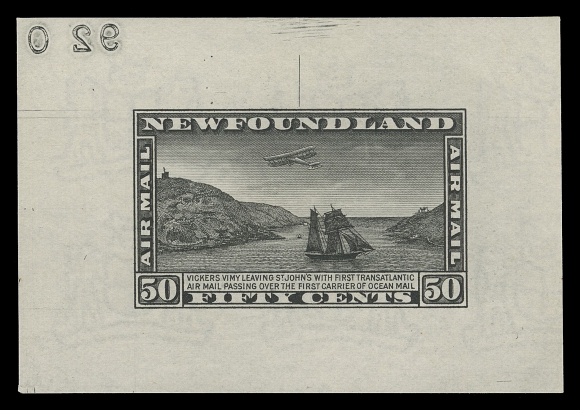 THE AFAB COLLECTION - NEWFOUNDLAND 1897-1947 ISSUES C6-C8,A beautiful set of three engraved Trial Colour Die Proofs printed in black on watermarked white wove paper, each with reverse die number; a very scarce set, VF
Provenance: St. Aylott, Eastern Auctions, August 2010; Lot 450