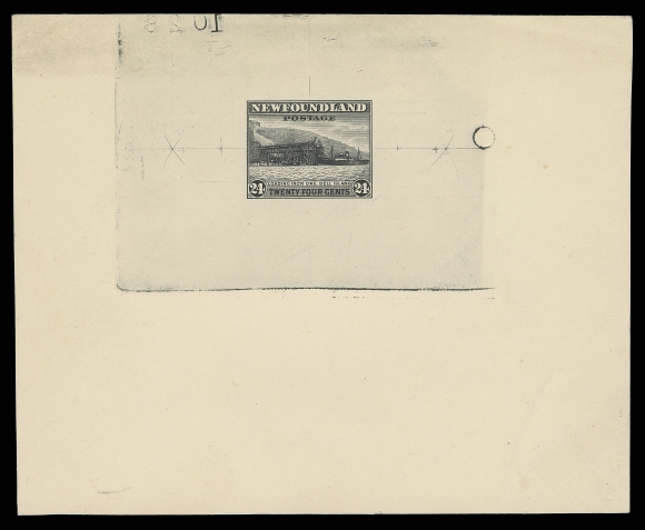 THE AFAB COLLECTION - NEWFOUNDLAND 1897-1947 ISSUES 264,Large Die Proof in black on untrimmed and folded unwatermarked wove paper 133 x 215mm; reverse die number "1028" at left. The old Perkins Bacon die reworked by Waterlow & Sons with their characteristic circle at right and small crossed marks at sides. An extremely rare complete untrimmed proof, VF