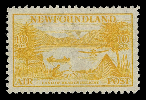 THE AFAB COLLECTION - NEWFOUNDLAND 1897-1947 ISSUES  C14i,The distinctive and rarely seen error of colour, known as "Indian-yellow" and closely resembling a chrome yellow shade, well centered with bright colour, faint trace of a cancellation. Only a very small number exist and this is the first used example we have handled, VF; 2017 Greene Foundation cert. (Unitrade unpriced as used)