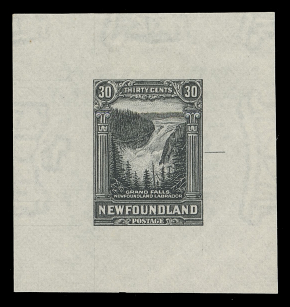 THE AFAB COLLECTION - NEWFOUNDLAND 1897-1947 ISSUES  182,Trial Colour Die Proof printed in black on white wove watermarked paper 45 x 47mm; the approved Perkins Bacon die with characteristic guideline at right, VF and scarce