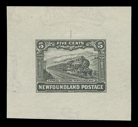 THE AFAB COLLECTION - NEWFOUNDLAND 1897-1947 ISSUES  167,Perkins Bacon Die Proof printed in dark slate green, near issued colour, on white wove watermarked paper 44 x 40mm, showing engraver