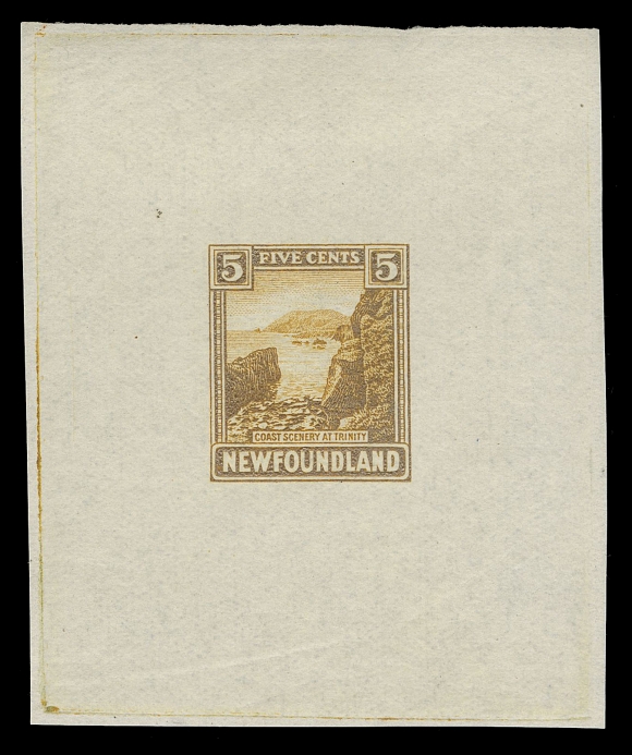 THE AFAB COLLECTION - NEWFOUNDLAND 1897-1947 ISSUES  135,Trial Colour Large Die Proofs on white wove horizontal mesh paper in dark green, deep purple, brown and orange, each showing full (or nearly so) die sinkage, VF
