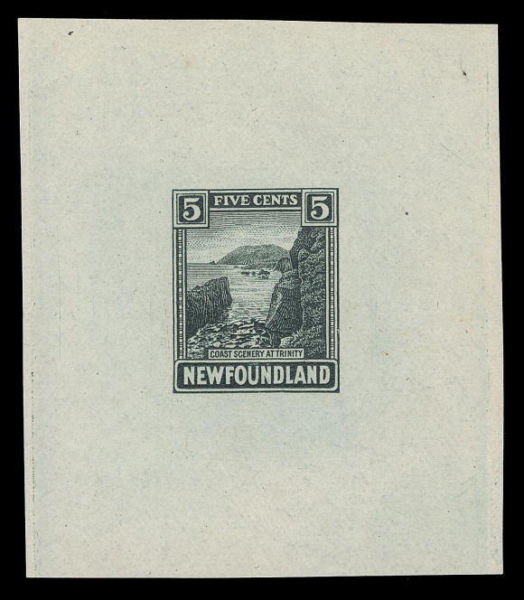 THE AFAB COLLECTION - NEWFOUNDLAND 1897-1947 ISSUES  135,An impressive group of seven different Trial Colour Large Die Proofs on white wove vertical mesh paper in dark green, dark grey, deep purple, brown, red brown, orange and greenish black, VF