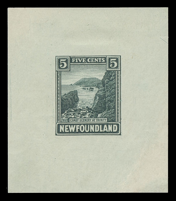 THE AFAB COLLECTION - NEWFOUNDLAND 1897-1947 ISSUES  135,An impressive group of seven different Trial Colour Large Die Proofs on white wove vertical mesh paper in dark green, dark grey, deep purple, brown, red brown, orange and greenish black, VF