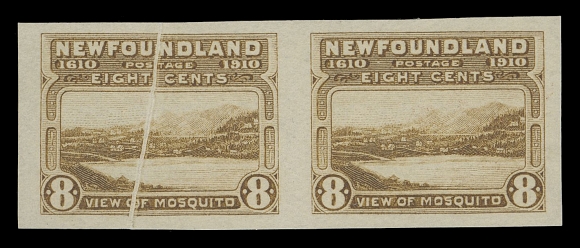 THE AFAB COLLECTION - NEWFOUNDLAND 1897-1947 ISSUES 99a variety,Two imperforate pairs (one vertical and one horizontal) with prominent vertical pre-printing paper crease varieties, ungummed as issued, unusual, VF