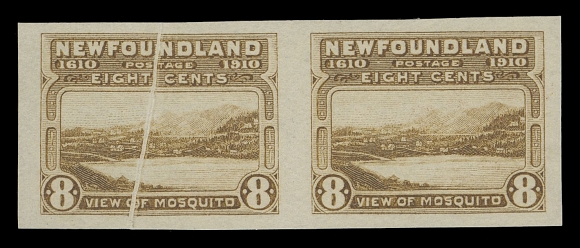 THE AFAB COLLECTION - NEWFOUNDLAND 1897-1947 ISSUES  99a variety,Two imperforate pairs (one vertical and one horizontal) with prominent vertical pre-printing paper crease varieties, ungummed as issued, unusual, VF