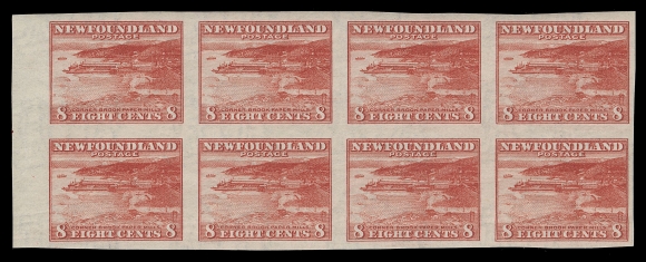 THE AFAB COLLECTION - NEWFOUNDLAND 1897-1947 ISSUES  209a,Mint imperforate block of eight with sheet margin at left, a scarce multiple, VF NH