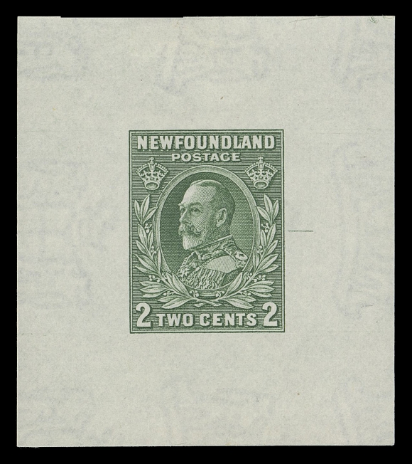 THE AFAB COLLECTION - NEWFOUNDLAND 1897-1947 ISSUES  185,Two Die Proofs printed in black and in green on white wove watermarked paper, measuring 41 x 46mm and 50 x 57mm respectively, each with guideline at right, VF
