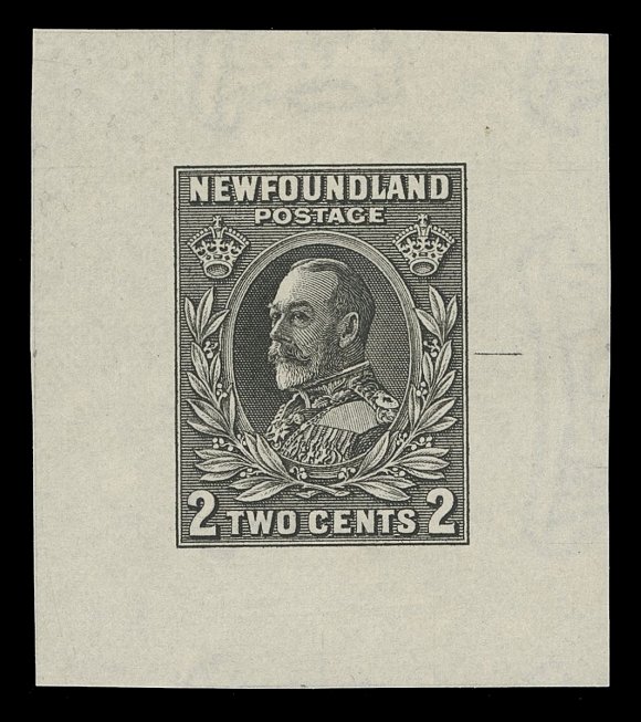 THE AFAB COLLECTION - NEWFOUNDLAND 1897-1947 ISSUES  185,Two Die Proofs printed in black and in green on white wove watermarked paper, measuring 41 x 46mm and 50 x 57mm respectively, each with guideline at right, VF