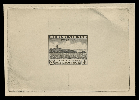 THE AFAB COLLECTION - NEWFOUNDLAND 1897-1947 ISSUES 196,Trial Colour Die Proof in black on yellowish wove unwatermarked paper 90 x 64mm, full die sinkage, minor wrinkle, otherwise in choice condition; the approval state of die (complete) without guideline and die number, VF