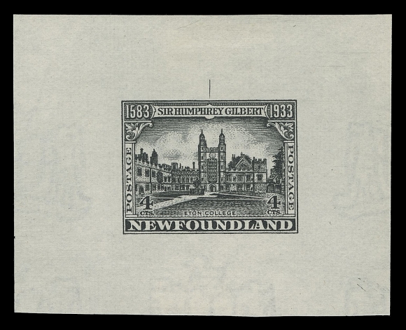 THE AFAB COLLECTION - NEWFOUNDLAND 1897-1947 ISSUES  215,Die Proofs in black and in carmine (colour of issue) on white wove watermarked paper 58 x 46mm and on cream wove unwatermarked paper 67 x 53mm respectively, the latter shows reverse die number "1095" at top, VF