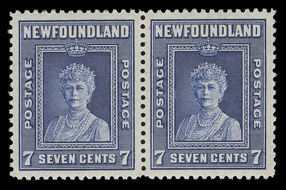 THE AFAB COLLECTION - NEWFOUNDLAND 1897-1947 ISSUES  258i,A well centered mint pair with and without watermark, the Coat of Arms watermark starts about half way through the right stamp, VF NH