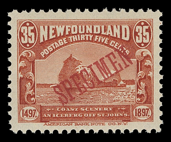 THE AFAB COLLECTION - NEWFOUNDLAND 1897-1947 ISSUES  61-74,A fresh, unusually well centered mint set of fourteen with post office bright colours, each with diagonal SPECIMEN overprint in red, VF NH