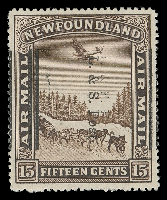 THE AFAB COLLECTION - NEWFOUNDLAND 1897-1947 ISSUES  211 variety,Well centered mint example showing strong Kiss Print (partial doubling) of the lettering and obliterating bars, most unusual, VF LH