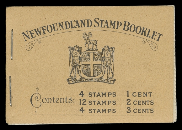 THE AFAB COLLECTION - NEWFOUNDLAND 1897-1947 ISSUES BK2a,Complete booklet in choice condition, contains well centered NH perf 13.2 panes of 1c green, 2c rose (3) and 3c orange brown, along with all advertising, VF+