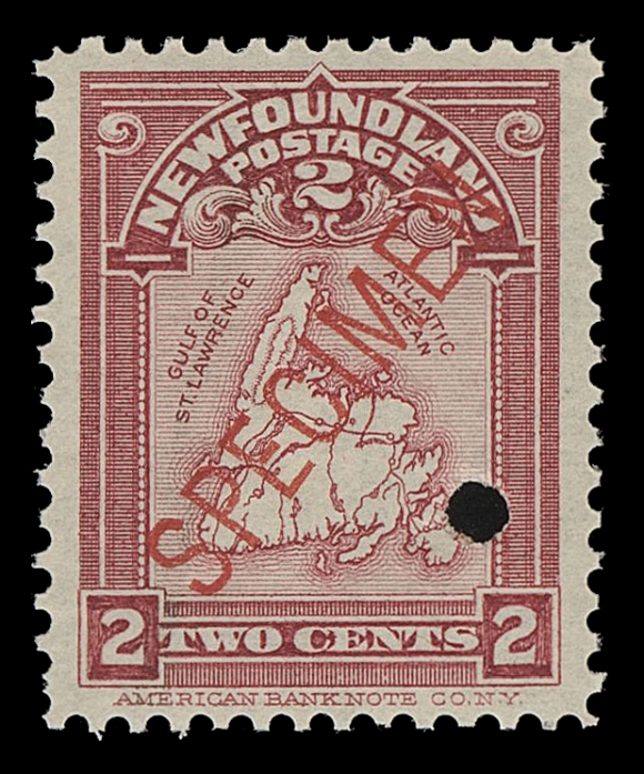 THE AFAB COLLECTION - NEWFOUNDLAND 1897-1947 ISSUES 78-86,The complete set of forty-seven stamps, each with ABNC security punch and specimen overprint (various types and colours). All known printing orders are represented with shades, papers and gums used from 1897 and 1910. Generally only one sheet of each printing order was prepared, F-VF NH