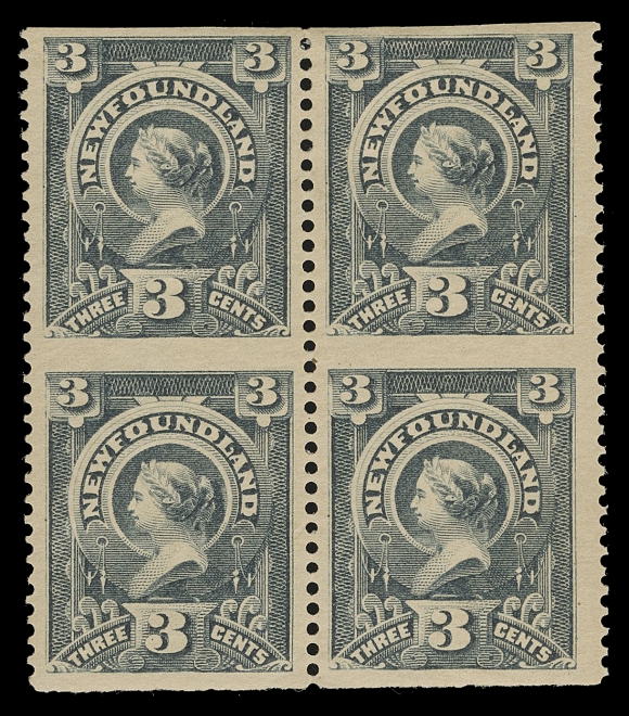 THE AFAB COLLECTION - NEWFOUNDLAND DECIMAL ISSUES  60e,A remarkable mint block with deep rich colour, imperforate horizontally in error; insignificant gum skips on right pair, VF OG, a rarely offered multiple