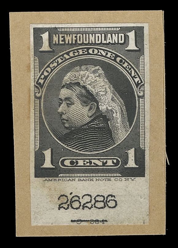 THE AFAB COLLECTION - NEWFOUNDLAND 1897-1947 ISSUES  78-86,A fabulous complete set of seven American Bank Note Co. Engraved Die Proofs, all printed in black on india paper, respective original die numbers (small size) etched out by engraver with new larger size die numbers (printer