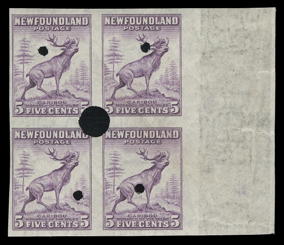 THE AFAB COLLECTION - NEWFOUNDLAND 1897-1947 ISSUES  253i-266ii, 269v, 270iii,Complete set plus 4c Princess Elizabeth and 5c Cabot, all in imperforate blocks with Waterlow security punch; 8c and 15c additionally with engraver