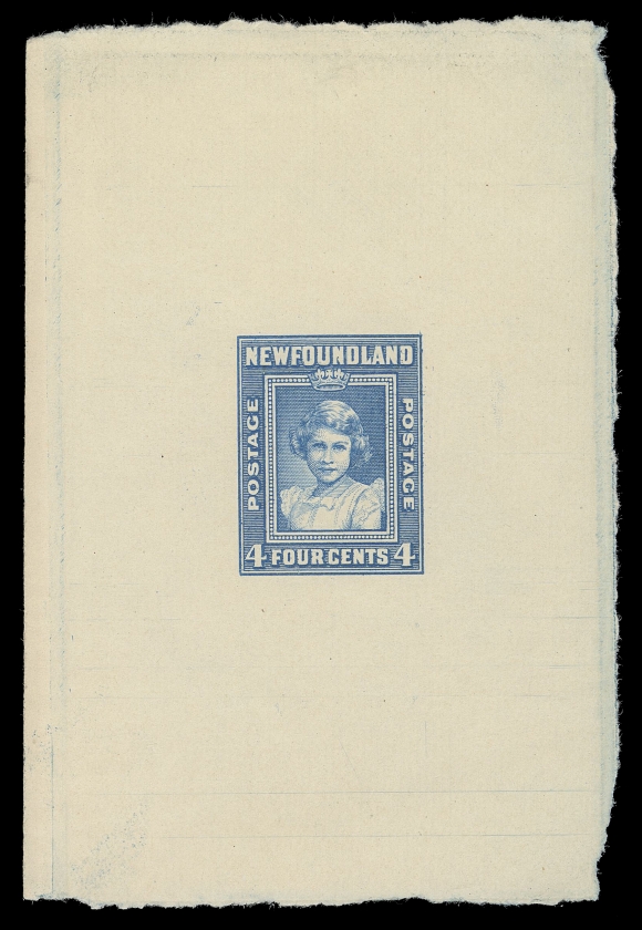 THE AFAB COLLECTION - NEWFOUNDLAND 1897-1947 ISSUES  247,Large Die Proof, engraved, printed in light blue, issued colour, on white wove unwatermarked paper 65 x 96mm; the approval state of the die without small etched cross guidelines, no die number. A very scarce proof, VF