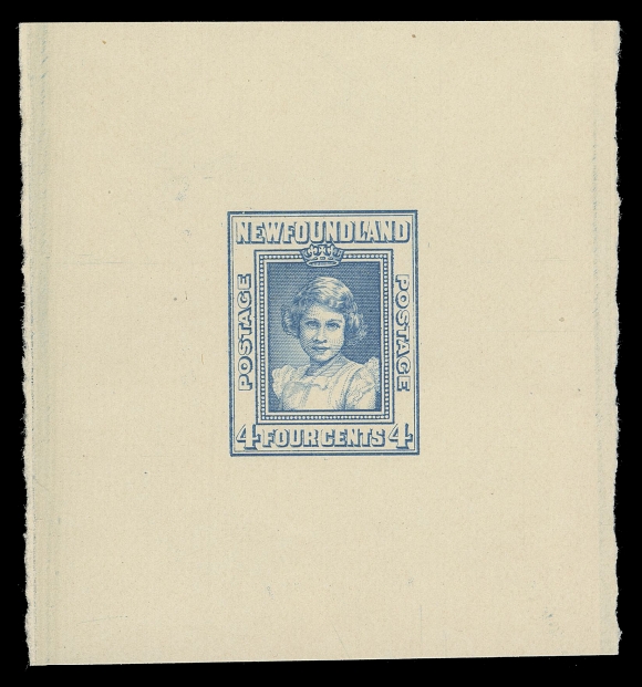 THE AFAB COLLECTION - NEWFOUNDLAND 1897-1947 ISSUES 247,Progressive Die Proof, engraved, printed in light blue on white wove unwatermarked paper 65 x 70mm, inscriptions and vignette completed but no shading behind lettering, most striking and rarely encountered. A wonderful unfinished die proof, XF (Minuse & Pratt 247PX-C)
